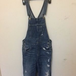 Hollister denim overalls distressed
